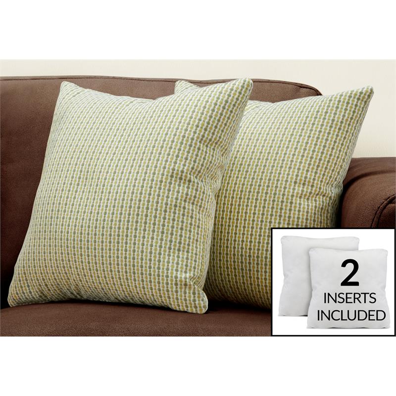 Pillows Set Of 2 Accent Sofa Couch Bedroom Polyester Green