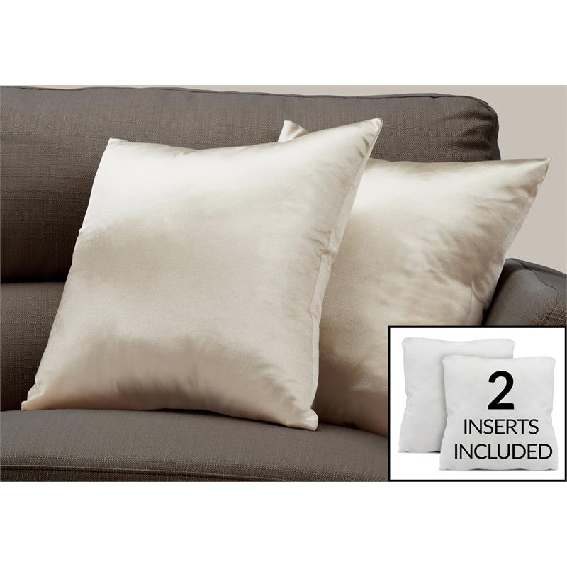 Pillows Set Of 2 18 X 18 Square Accent Sofa Couch Bedroom Polyester Gold