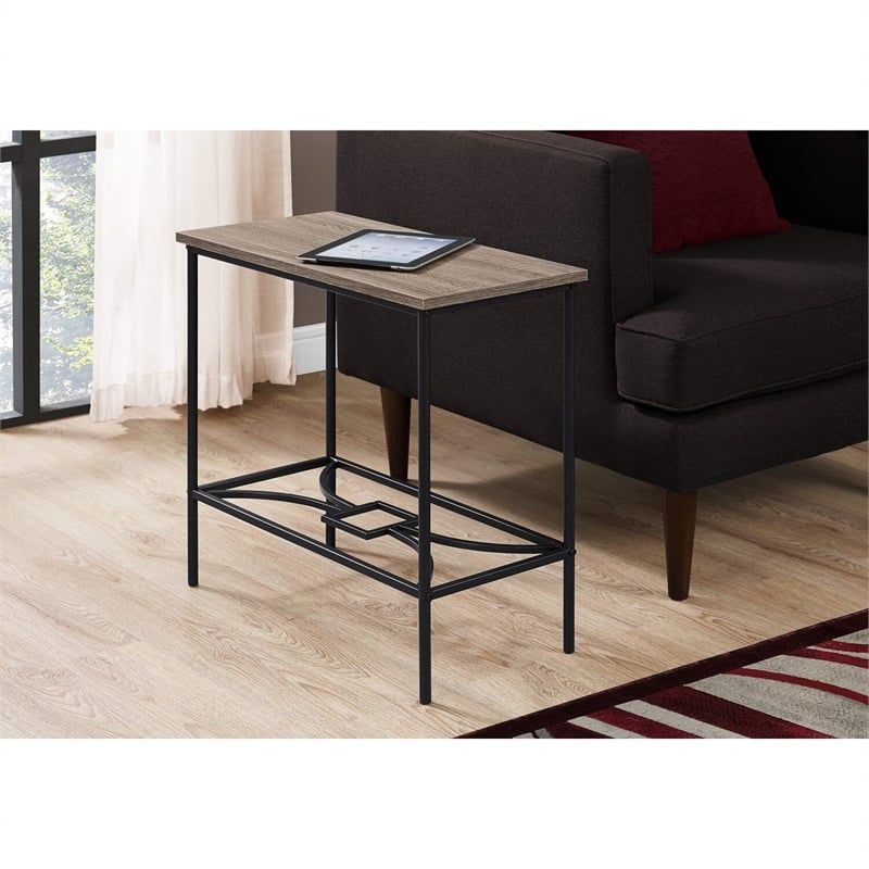 Accent Table Side End Narrow Small 2 Tier Bedroom Metal Brown