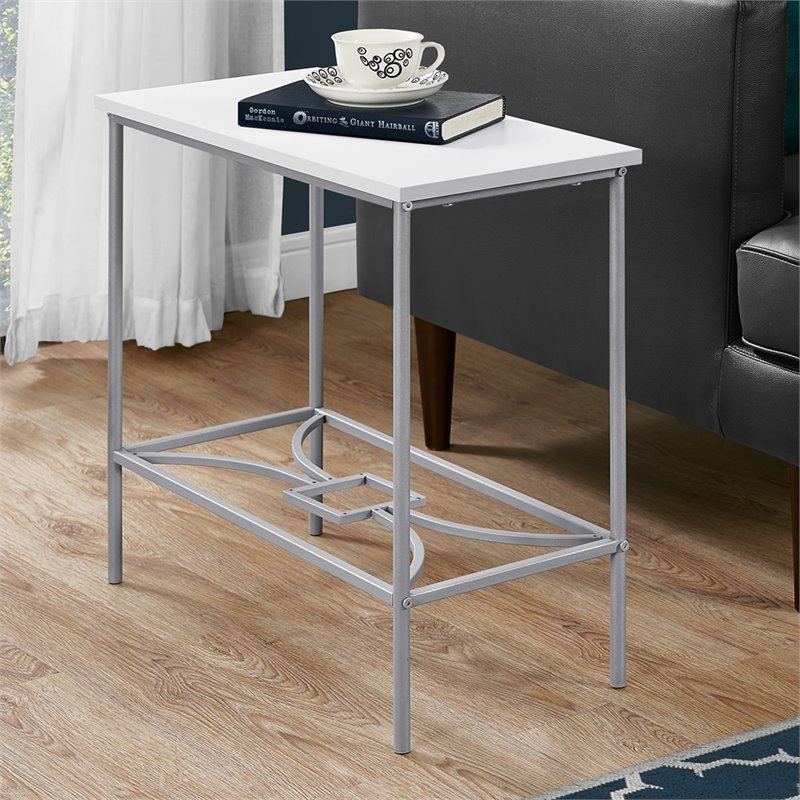 Monarch 12" Accent End Table in White and Silver 680796012557 eBay