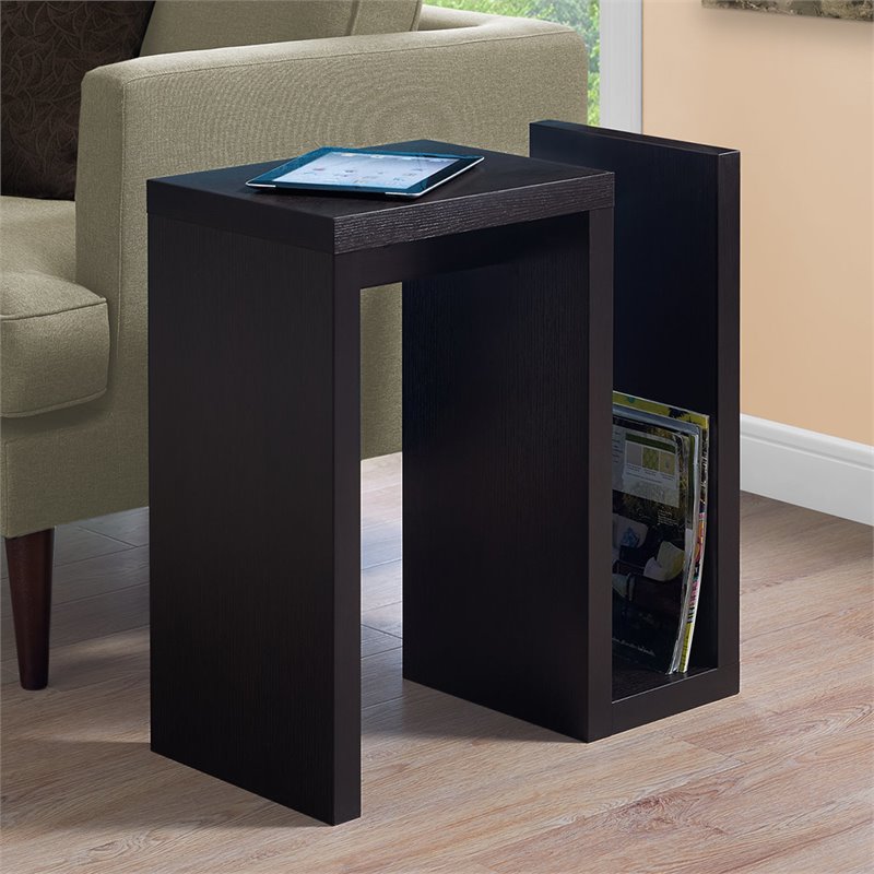 Accent Table Side End Narrow Small Living Room Bedroom Laminate Brown