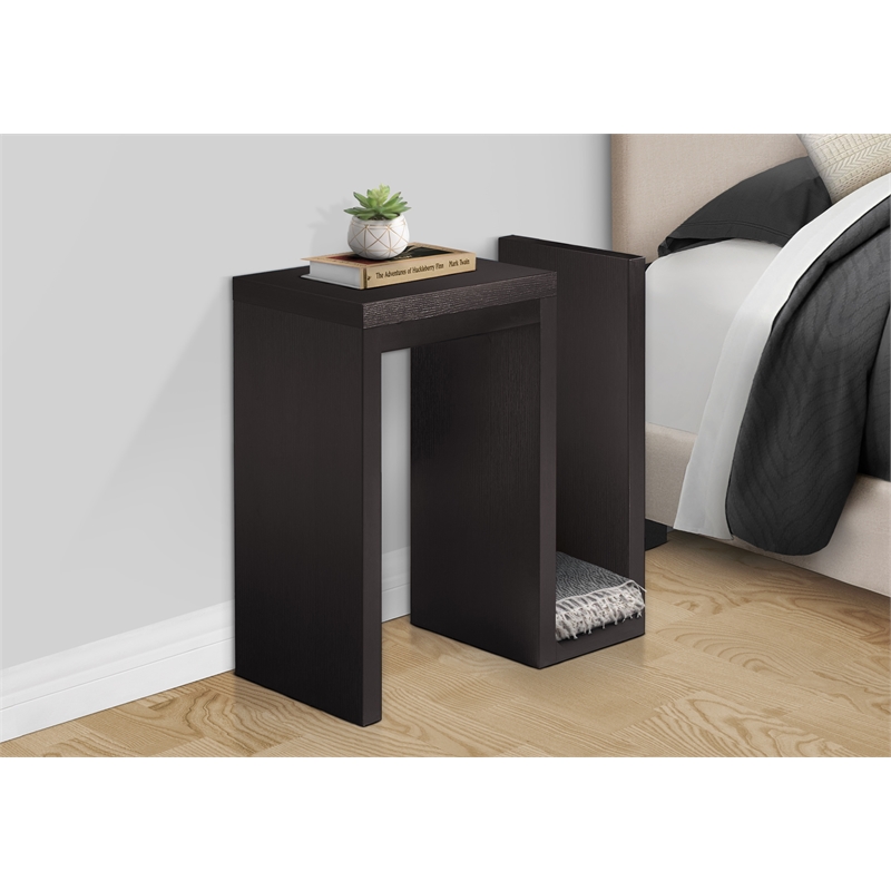 Accent Table Side End Narrow Small Living Room Bedroom Laminate Brown