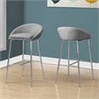 Bar Stool Set Of 2 Bar Height Metal Fabric Grey Chrome Contemporary
