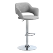 Bar Stool Swivel Bar Height Adjustable Metal Fabric Grey Chrome