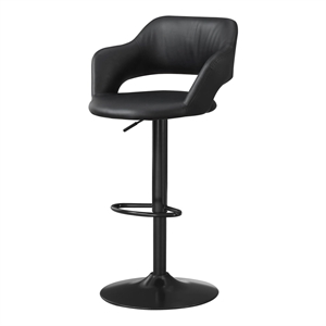 Bar Stool Swivel Bar Height Adjustable Metal Pu Leather Look Black