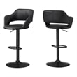 Bar Stool Swivel Bar Height Adjustable Metal Pu Leather Look Black