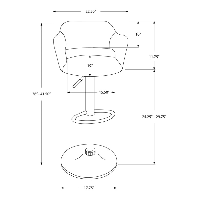 Bar Stool Swivel Bar Height Adjustable Metal Pu Leather Look Black