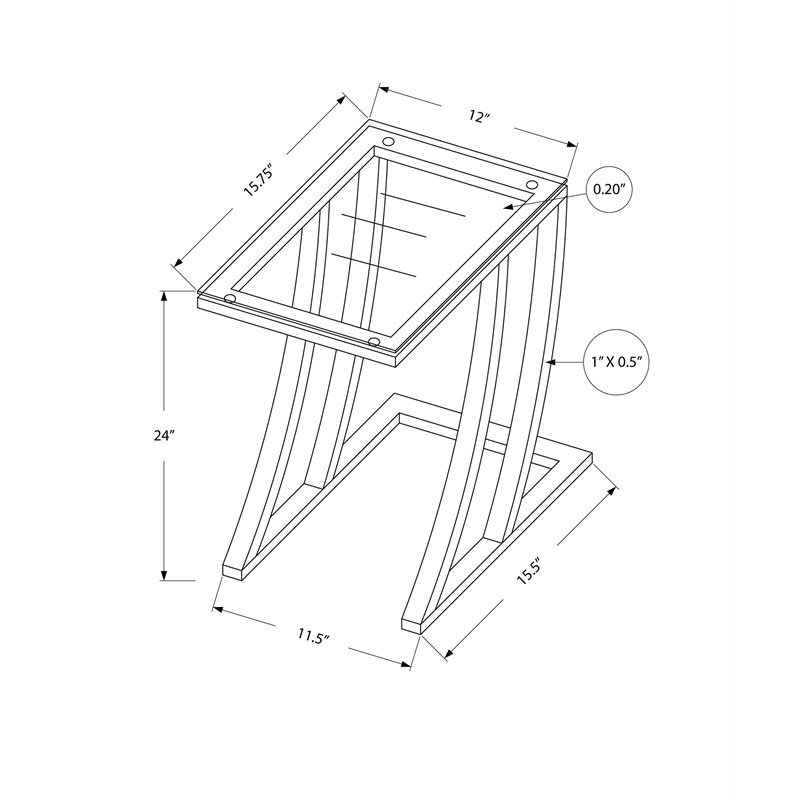 Accent Table C-shaped End Side Snack Living Room Bedroom Metal Black