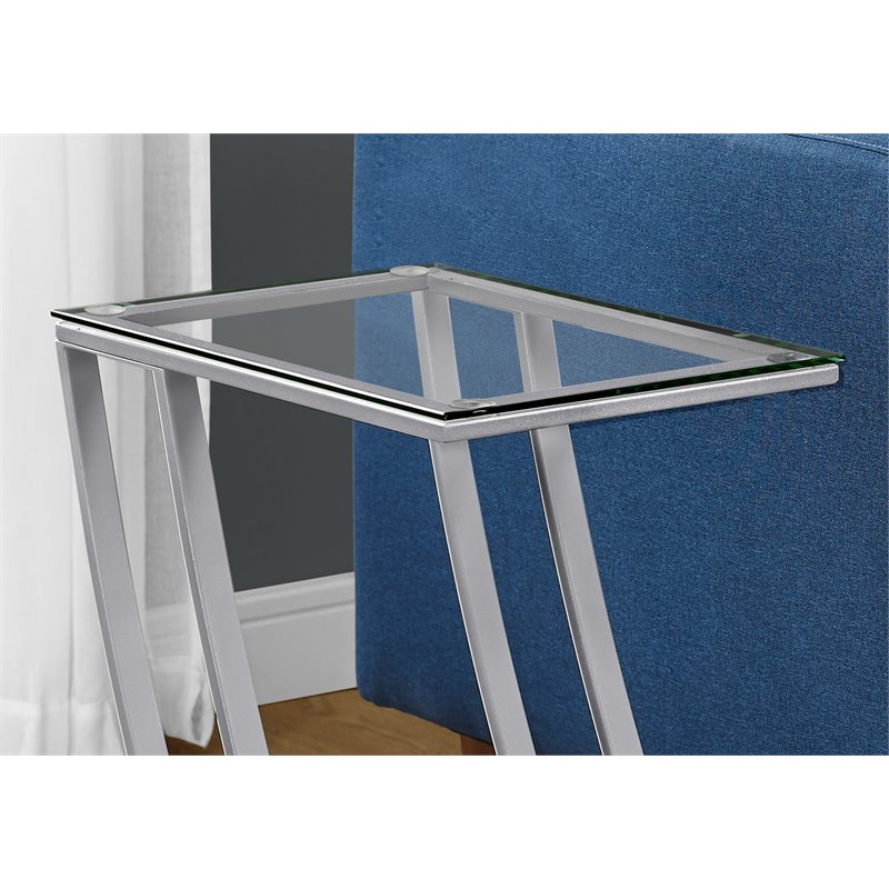 Accent Table C-shaped End Side Snack Living Room Bedroom Metal Grey