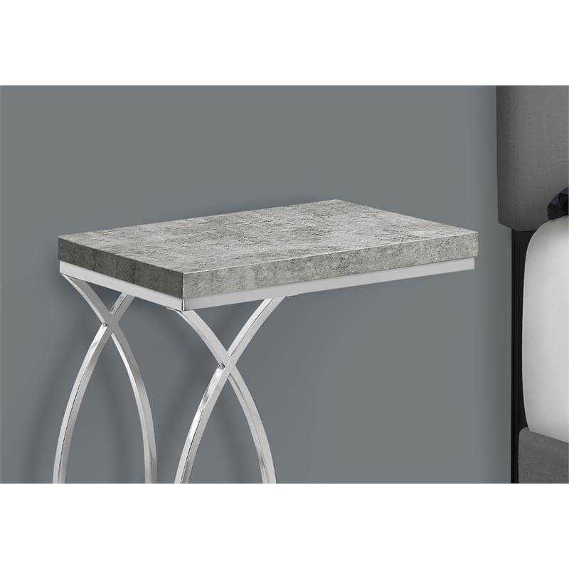 Accent Table C-shaped End Side Snack Living Room Bedroom Metal Grey