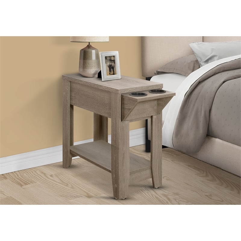 Accent Table Side End Storage Lamp Bedroom Laminate Dark Taupe