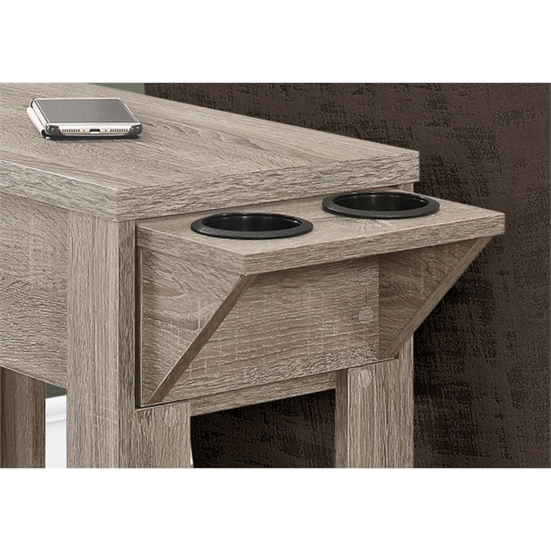 Accent Table Side End Storage Lamp Bedroom Laminate Dark Taupe