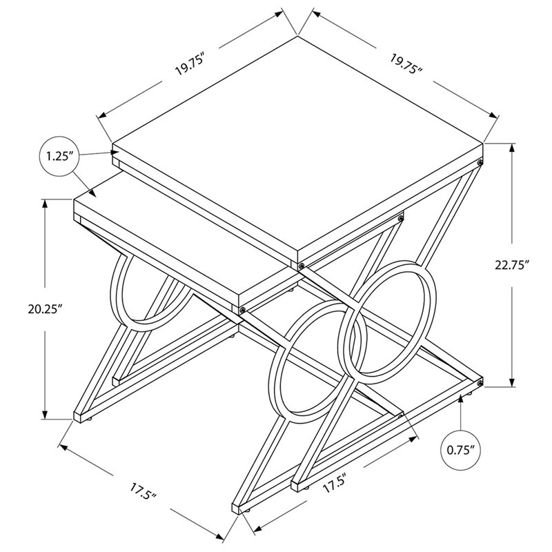 Nesting Table Set Of 2 Side End Accent Bedroom Metal Glossy White