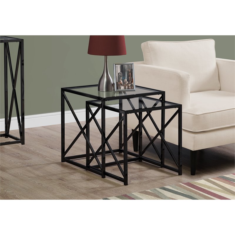 Home Garden Nautical End Tables Monarch 2 Piece Glass Top