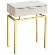Accent Table Side End Nightstand Lamp Bedroom Metal Beige Marble Look