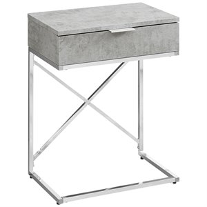 Accent Table Side End Nightstand Lamp Living Room Bedroom Metal Grey