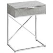 Accent Table Side End Nightstand Lamp Living Room Bedroom Metal Grey