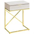 Accent Table Side End Nightstand Lamp Bedroom Metal Beige Marble Look