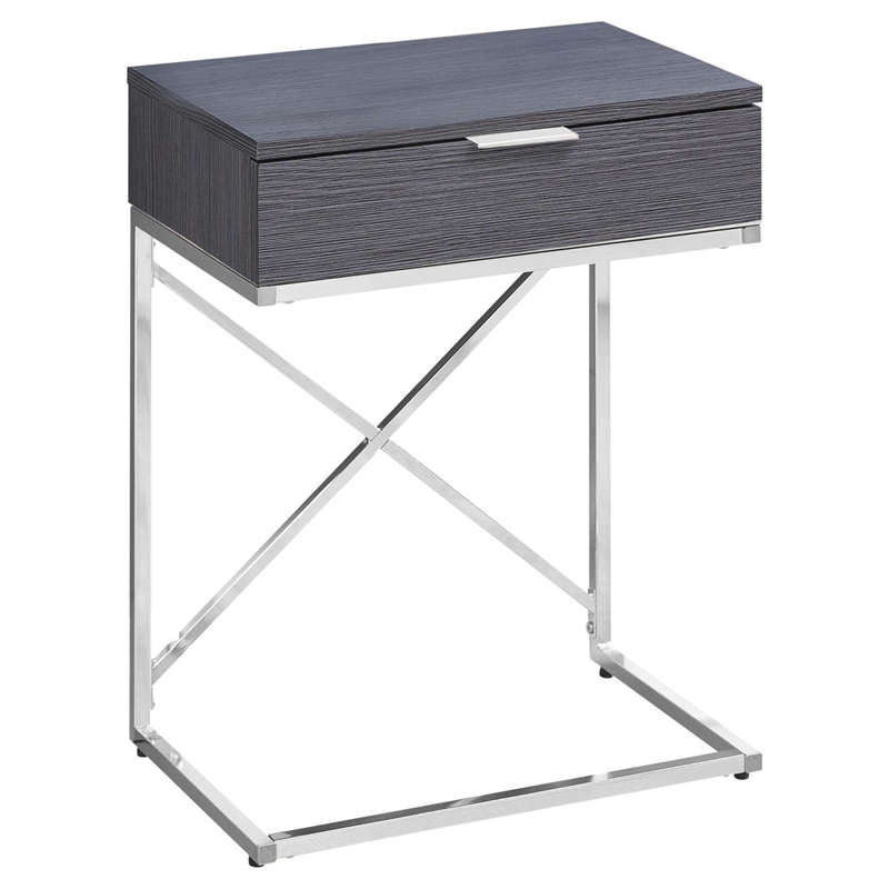Accent Table Side End Nightstand Lamp Living Room Bedroom Metal Grey