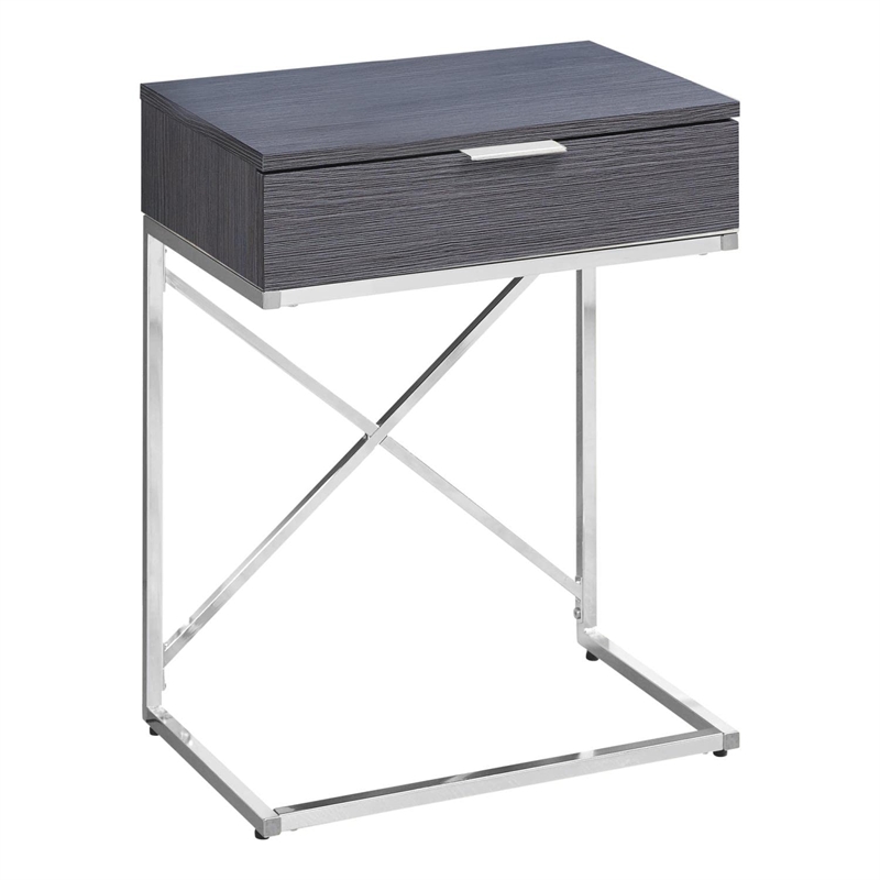 Accent Table Side End Nightstand Lamp Living Room Bedroom Metal Grey