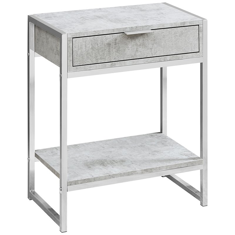 Accent Table Side End Nightstand Lamp Living Room Bedroom Metal Grey