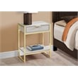 Accent Table Side End Nightstand Lamp Bedroom Metal Beige Marble Look