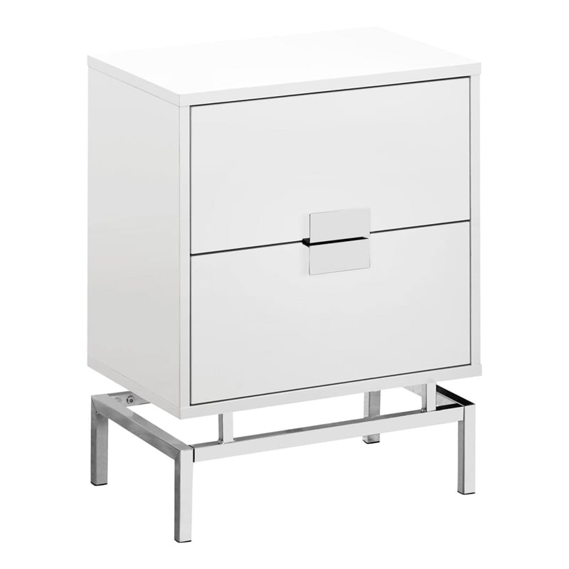 Accent Table Side End Nightstand Lamp Bedroom Metal Glossy White
