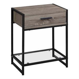 Accent Table Side End Nightstand Lamp Bedroom Metal Laminate Brown