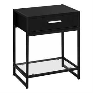Accent Table Side End Nightstand Lamp Bedroom Metal Laminate Black