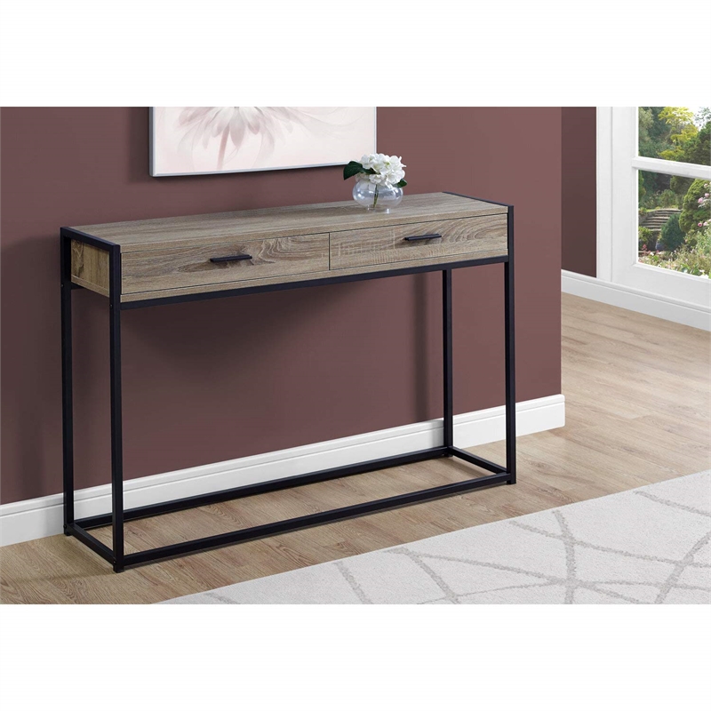 Accent Table Console Entryway Narrow Sofa Bedroom Metal Brown