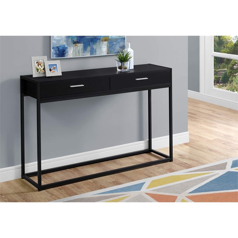 Accent Table Console Entryway Narrow Sofa Bedroom Metal Black
