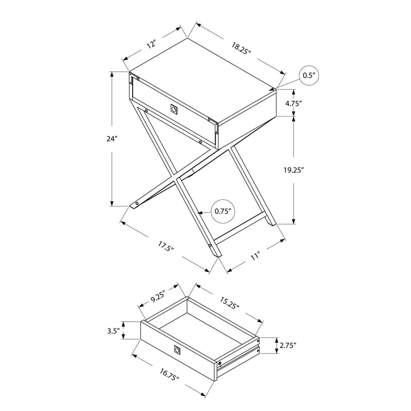 Accent Table Side End Nightstand Lamp Living Room Bedroom Metal Brown