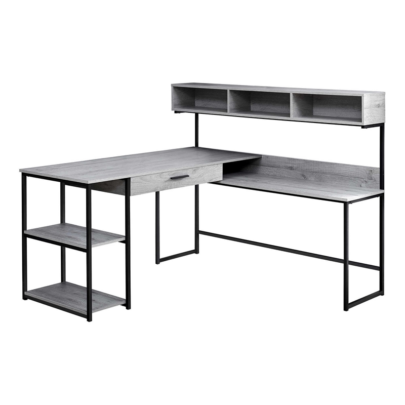 Computer Desk Home Office Corner L Shape Work Laptop Metal Grey