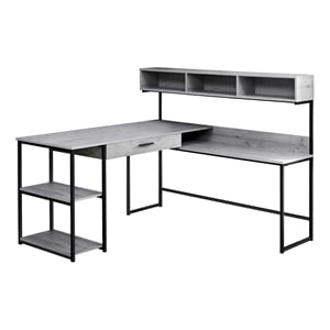 Computer Desk Home Office Corner L Shape Work Laptop Metal Grey