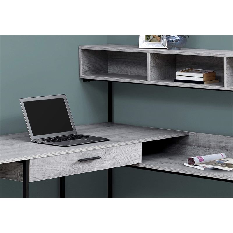Computer Desk Home Office Corner L Shape Work Laptop Metal Grey