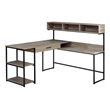 Computer Desk Home Office Corner L Shape Work Laptop Metal Brown