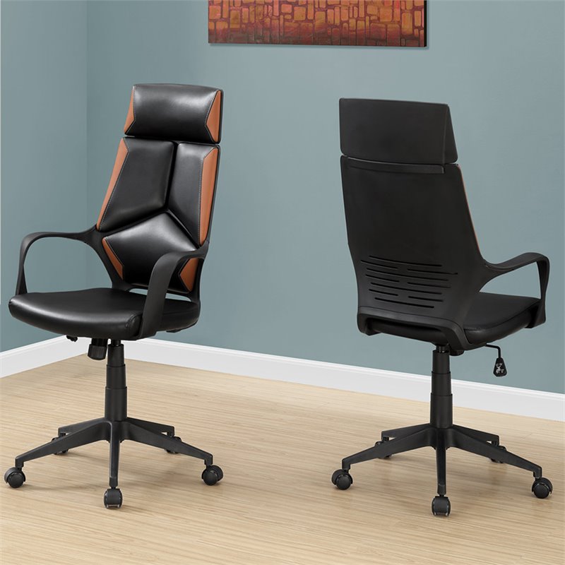 Monarch Faux Leather Swivel Executive Office Chair in Black and Brown - I 7271