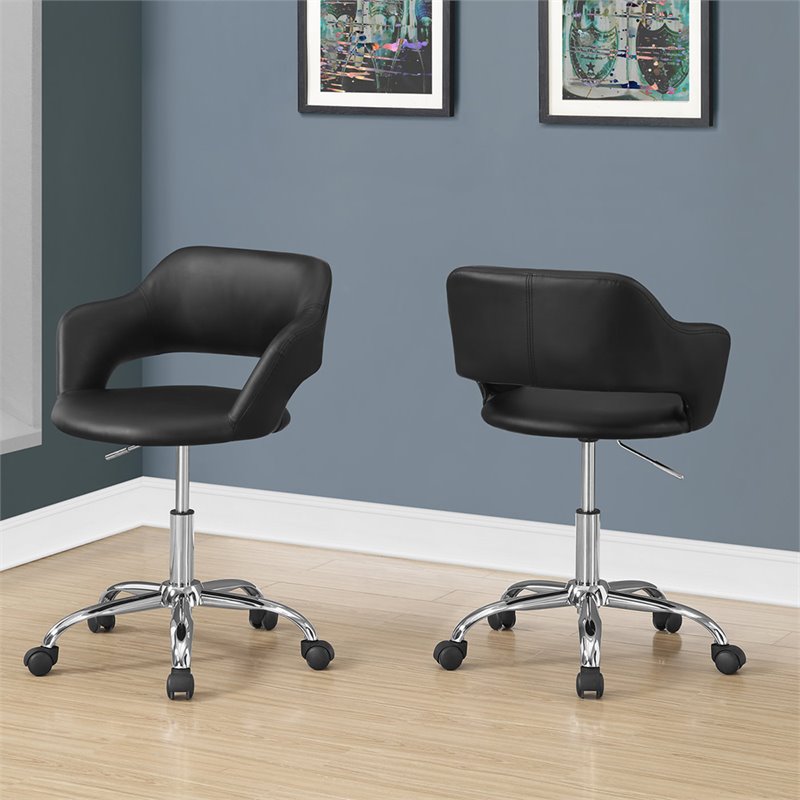 Office Chair Swivel Ergonomic Armrests Computer Desk Work Metal Black
