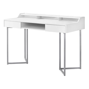 Computer Desk Home Office Laptop Storage Drawers 48&quotL Work Metal White