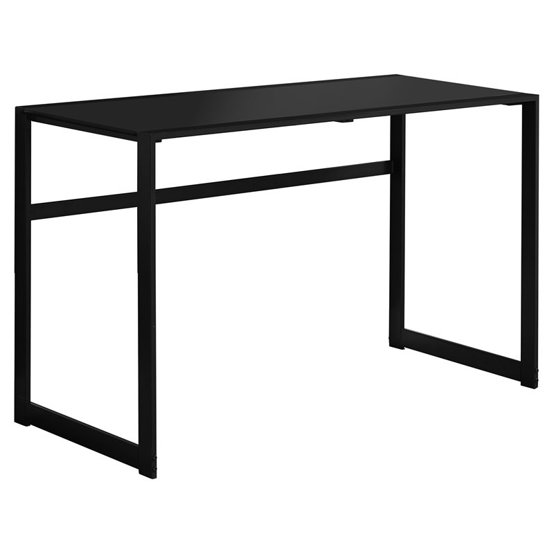 Monarch Glass Top Writing Desk in Black Cymax Business