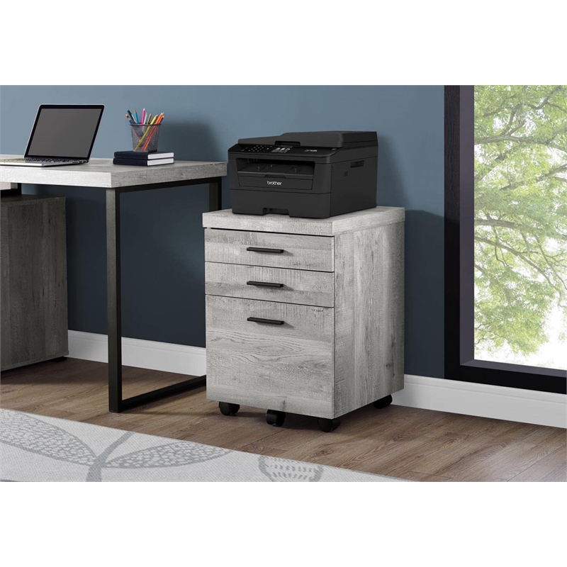 File Cabinet Rolling Mobile Printer Stand Office Work Laminate Grey