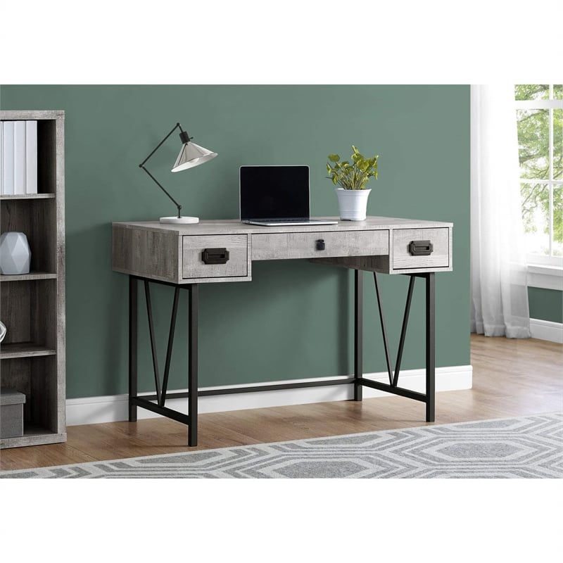 computer desk home office laptop storage drawers 48&quotl work metal grey
