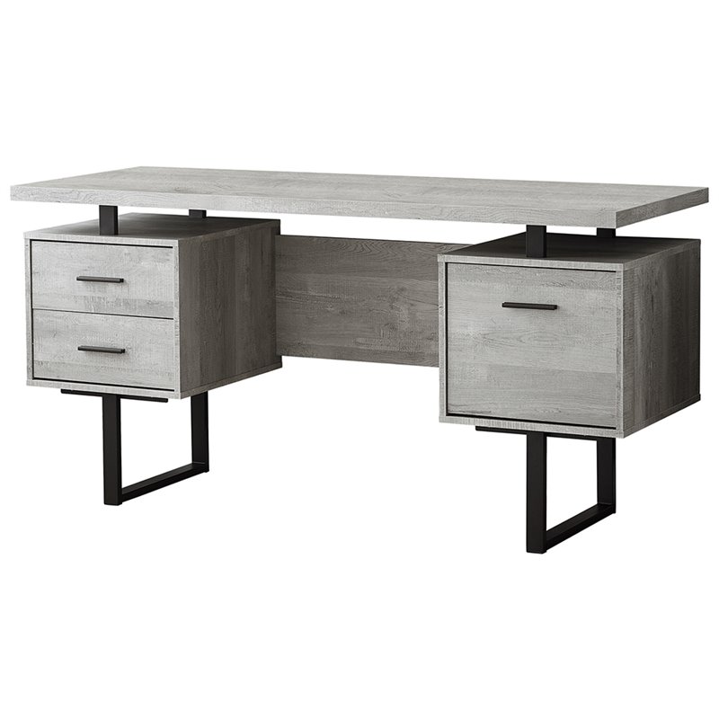 Monarch 3 Drawer Writing Desk In Gray And Black Ebay