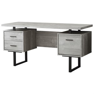 Monarch 3 Drawer Writing Desk in Gray and Black