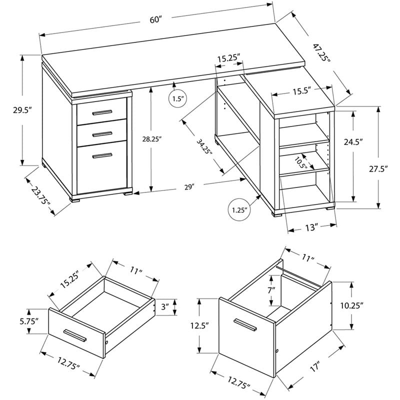 computer desk home office corner l shape work laptop laminate grey