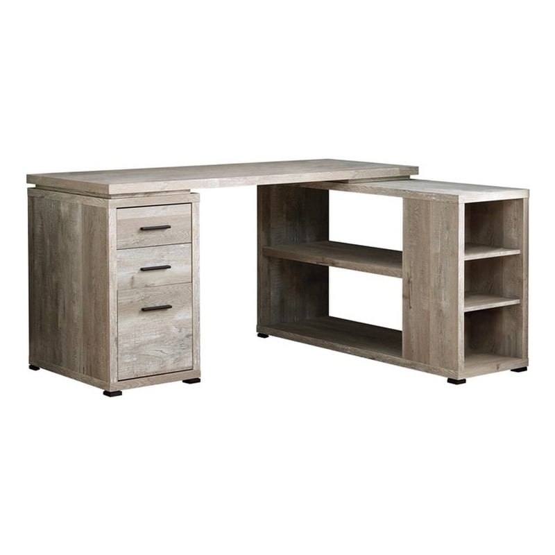 Computer Desk Home Office Corner L Shape Work Laptop Laminate Beige