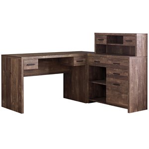computer desk home office corner l shape work laptop laminate brown