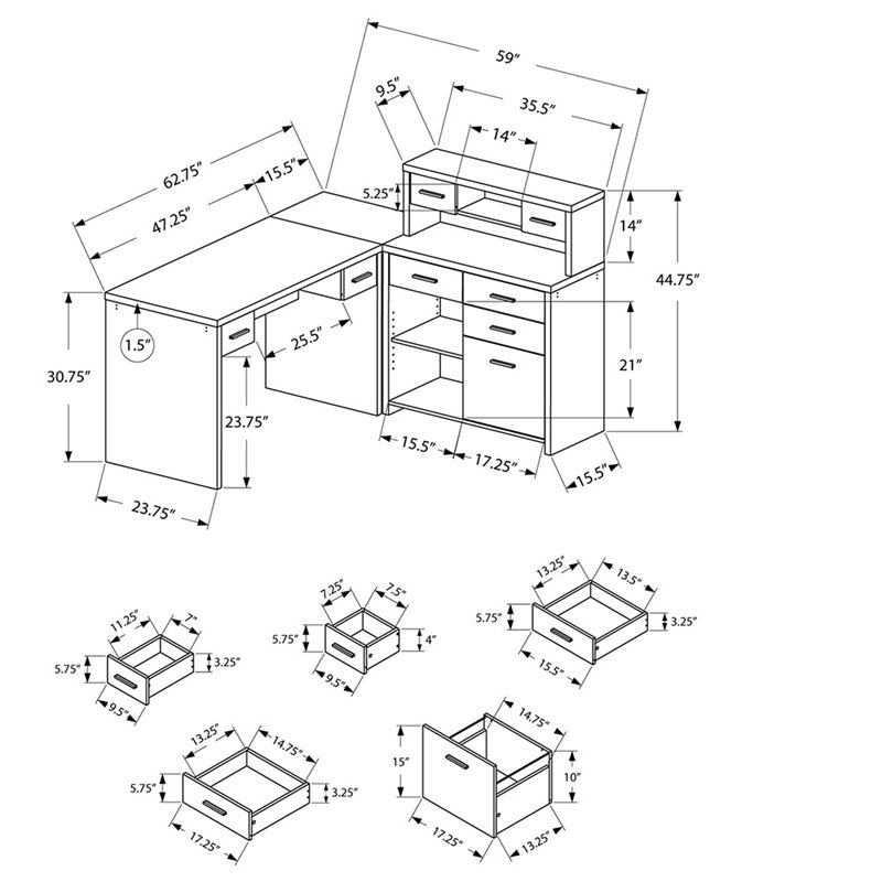 Computer Desk Home Office Corner L Shape Work Laptop Laminate Beige