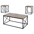 Table Set 3pcs Set Coffee End Side Accent Living Room Metal Brown Black