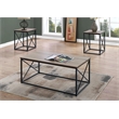 Table Set 3pcs Set Coffee End Side Accent Living Room Metal Brown Black